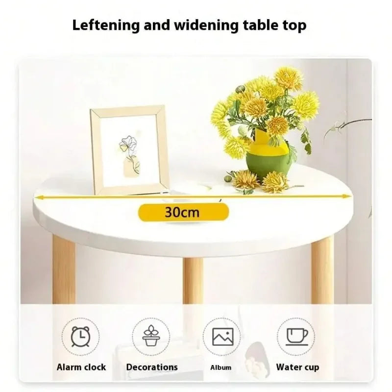 Wooden Modern Round Square Bedside Table Double-Layer Nightstand Home Office Bedroom Living Room Sofa Side Table Coffee Table Good Vibrations