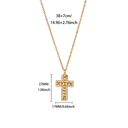 Cross Necklace For Women Bohemian Jesus Virgin Mary Choker Boho Zircon Collars Stainless Steel Long Chain New In Neck Jewelry Good Vibrations