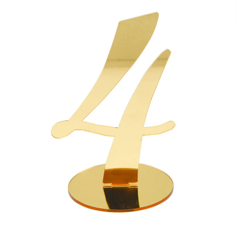 1PC Gold Silver Table Number with Holder Elegant Mirror Table Number Sign Seat Card For Wedding Birthday Party Anniversary Event Good Vibrations