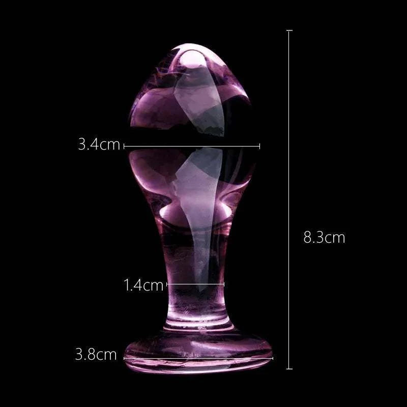 Pink Crystal Glass Butt Plug for Women's Anal and Pleasure