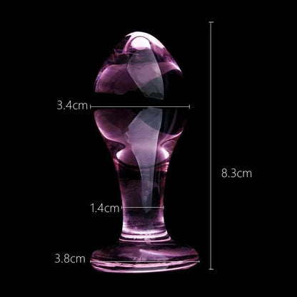Pink Crystal Glass Butt Plug for Women's Anal and Pleasure