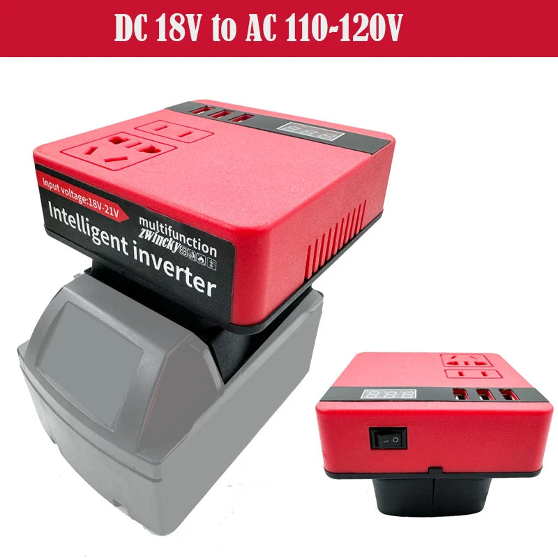 Power Inverter 120W For Milwaukee 18V M&18 Battery DC 18V To 220V Inverter Adapter Power Supply Inverter For Home Appliances Good Vibrations
