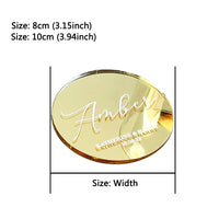 10Pcs Personalised Acrylic Wedding Party Place Names Round 8-10cm Mirror Acrylic Custom Wedding Decor Place Card Party Gift Good Vibrations