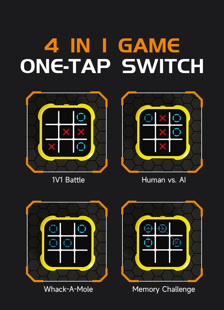 Portable Tic Tac Toe Game Console Toys Handheld Electronic Puzzle Chessboard  Memory Training & Montessori Travel Toy Xmas Gifts Good Vibrations