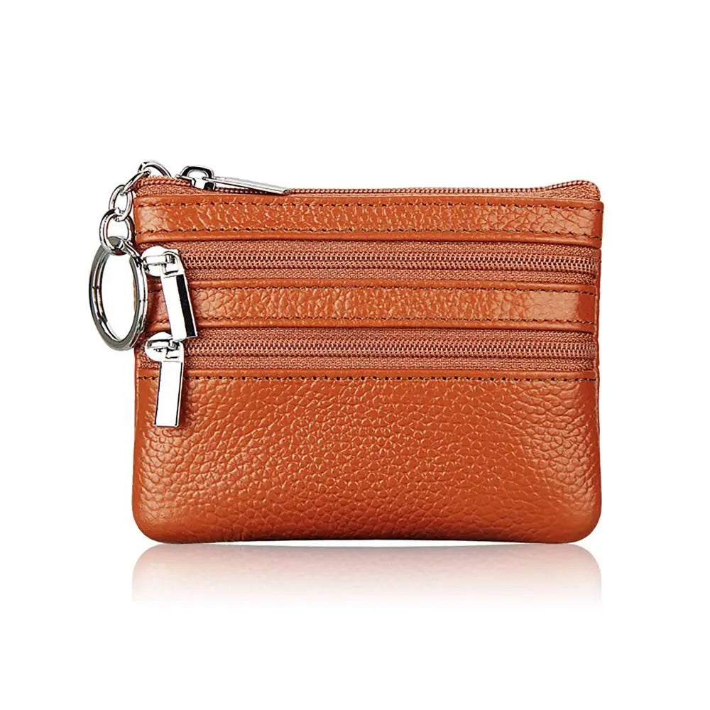 PU Leather Portable Money Coin Purse with Key Ring Waterproof Pocket Purse Zipper Wear-resistant Credit Card Holoder Man Women Good Vibrations