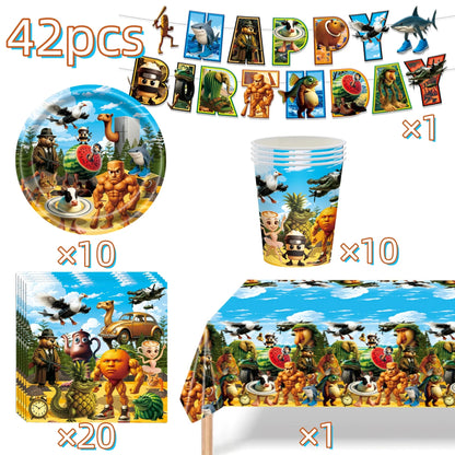 Italian Brainrot Birthday Party Decoration Tung Tung Sahur Tralalelo Tralala Tableware Balloon Cup Plate for Party Favor Supplie Good Vibrations