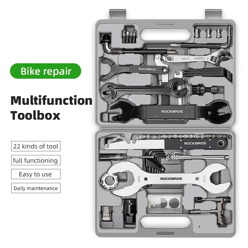 ROCKBROS Bicycle Tools Sets Box Cycling Tools Professional Bike Multifunction Bicycle Repair Tools Key Set Cycling Tools Good Vibrations