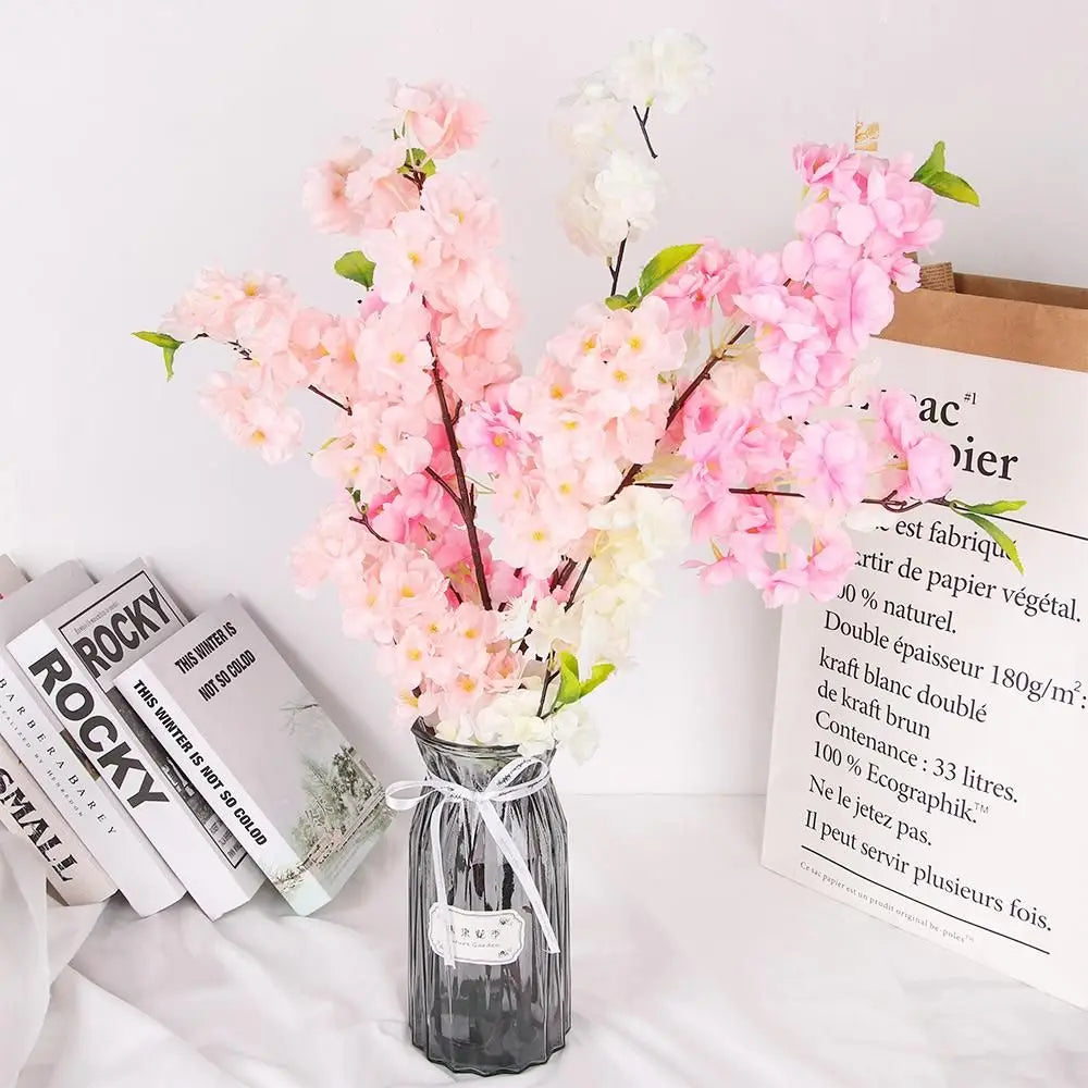 Party Table 4 Branches Wedding Decor Artificial Sakura Home Decoration Fake Flower Cherry Blossom Good Vibrations
