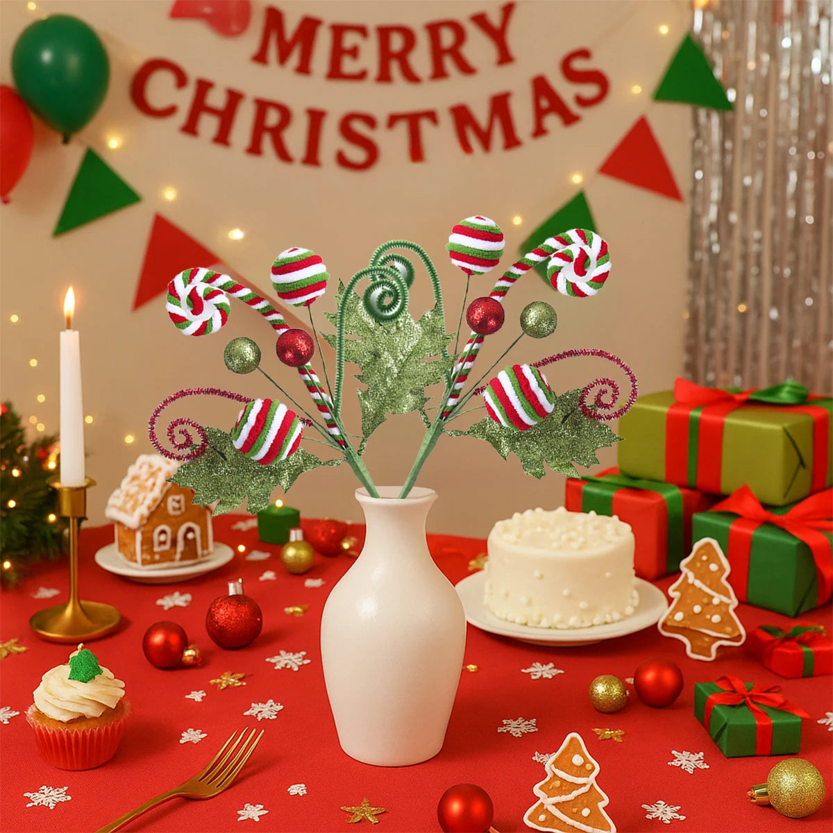Christmas Ball Articifial Flower Merry Christmas Decoration for Home 2025 Christmas Tree Decorations Ornament New Year 2026 Good Vibrations
