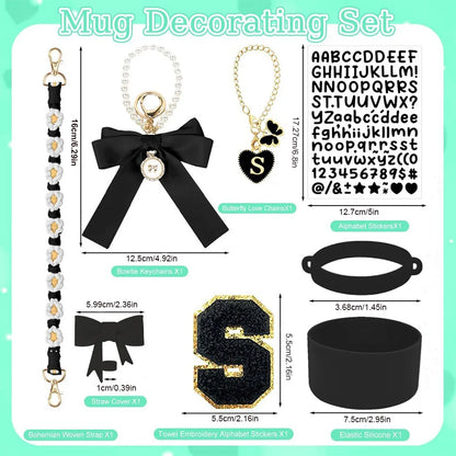 8Pcs Cup Accessories Including Straw Topper,Silicone Prorective Boot,Cup Charm,Stickers and Handle Strap for 40oz Tumbler Cup Good Vibrations