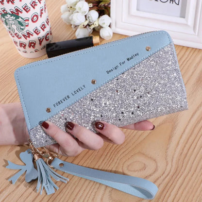 Fashion Women's Pu Leather Long Wallets Sequins Patchwork Glitter Wallet Coin Purse Female Wallets Girls Gifts Wholesale Good Vibrations