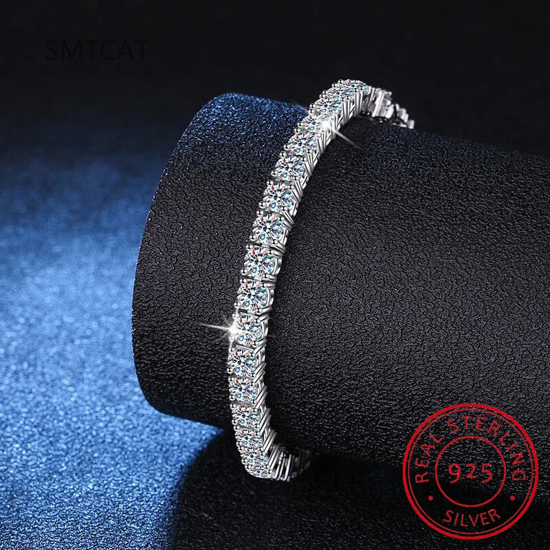 Charm Bracelet For Women High Quality S925 Silver Platinum Plated Moissanite Bracelet Sparkling Personality Wedding Jewelry Gift Good Vibrations