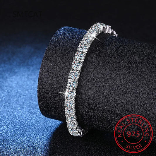 Charm Bracelet For Women High Quality S925 Silver Platinum Plated Moissanite Bracelet Sparkling Personality Wedding Jewelry Gift Good Vibrations
