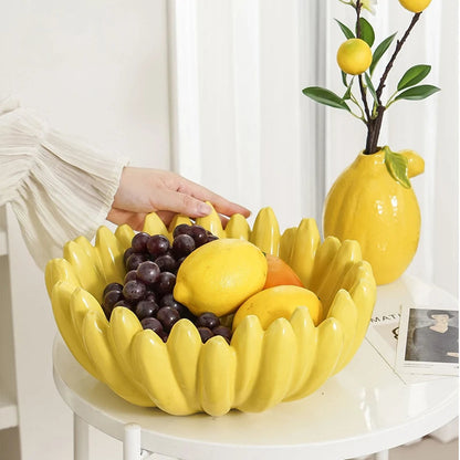 Creative Ceramic Fruit Plate High-End Dining Table Snack Dish Living Room Decorative Ornament for Coffee Table Good Vibrations