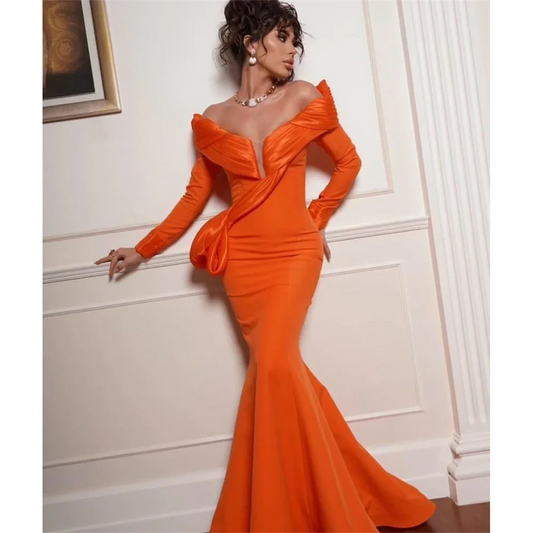 Customized Off The Shoulder Prom Dresses Ruched Mermaid Evening Dress Floor-Length Special Occasion Gown Good Vibrations