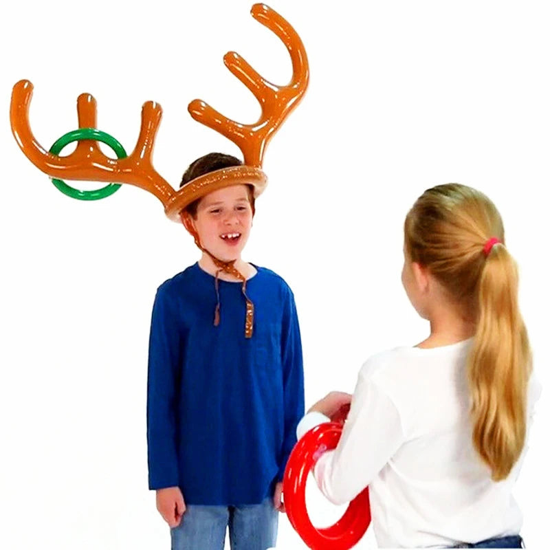 1/3/5set Christmas Game Inflatable Reindeer Antler Hat Ring Toss Kids Gift Reindeer Antler Hat Headband New Year Christmas Decor Good Vibrations