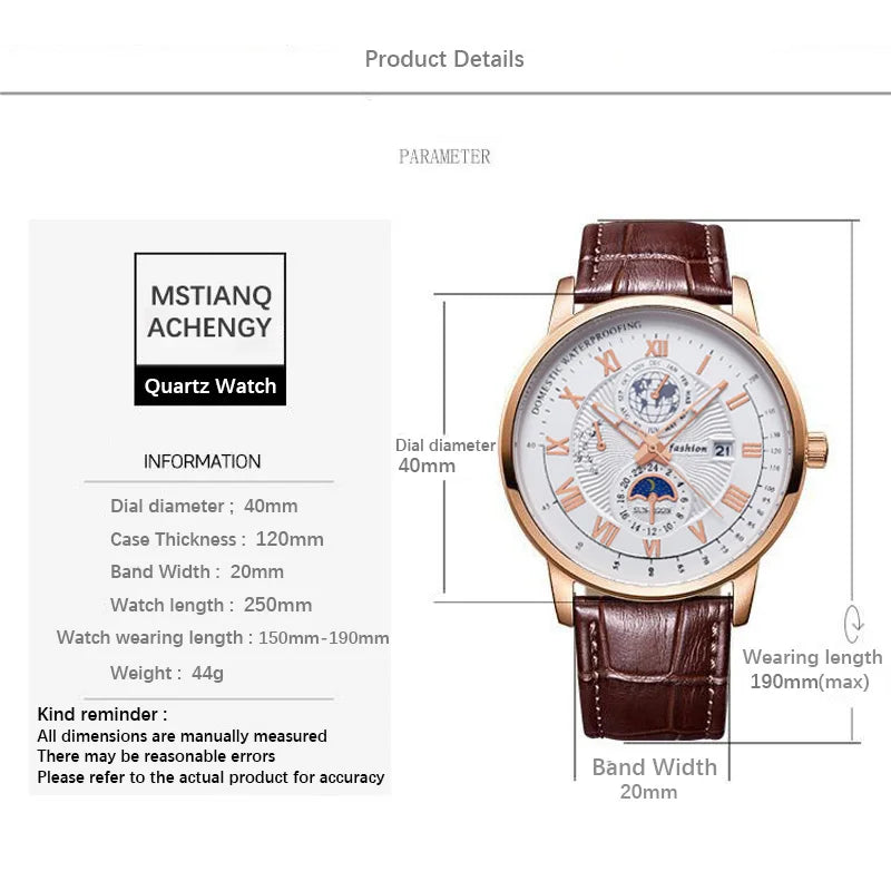 2024 Men Watch Fashion Top Luxury Sport Men's Wristwatch Waterproof Luminous Leather Date Quartz Watches Man clock Good Vibrations