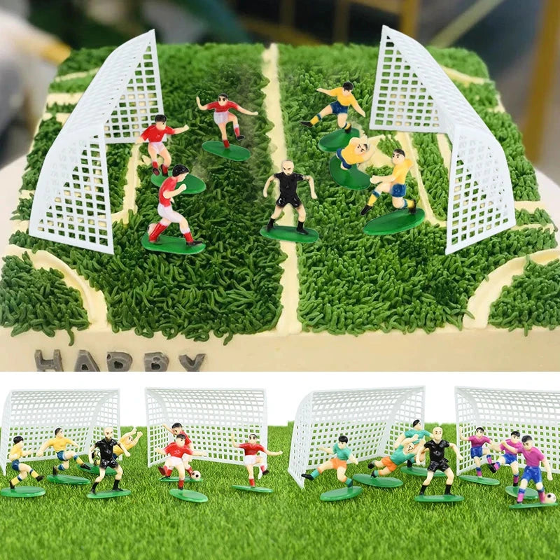 Football Birthday Cake Toppers Soccer Field Players Doll Cupcake Topper For Kids Birthday Sport Party Cake Decor DIY Baking Tool Good Vibrations