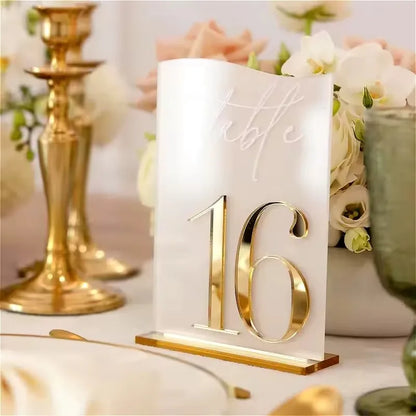 Wedding Table Numbers White Acrylic 3D Gold Mirror Table Numbers with Stands Wedding Table Decor Wedding Reception Good Vibrations