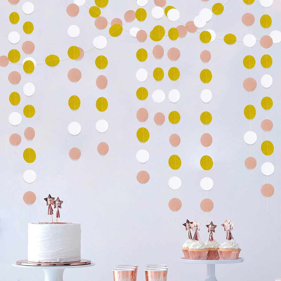 Birthday themed decoration supplies, including 1pc Happy Birthday banner, 1pc round pink flower, pink girl themed birthday party Good Vibrations