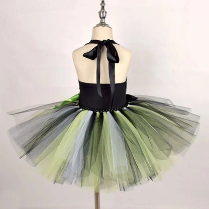 Halloween Costumes Kids Girl Black White Striped Tulle Tutu Dress and Headband 2PCS Toddler Halloween Outfit Beetle Cosplay Good Vibrations