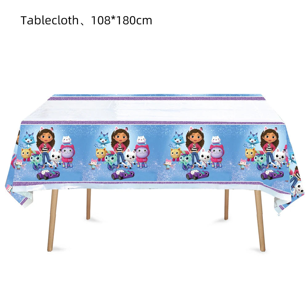 Gabby Doll House Birthday Party Decoration Cat Cutlery Cup Plate Stickers Baby Shower Children's Party Balloon DIY Toy Supplies Good Vibrations