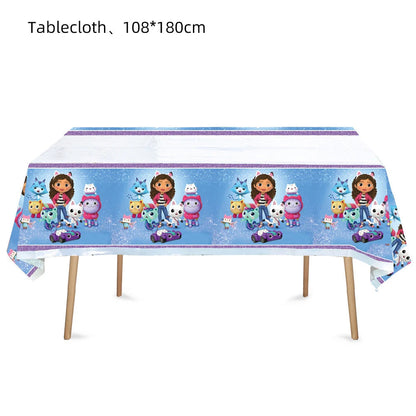Gabby Doll House Birthday Party Decoration Cat Cutlery Cup Plate Stickers Baby Shower Children's Party Balloon DIY Toy Supplies Good Vibrations