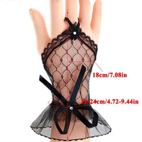 Bride Gloves For 2025 Spring Wedding 1 Pair See Through Lace Fingerless Bowknot Banquet Gloves Short Wedding Gloves Elegant Good Vibrations