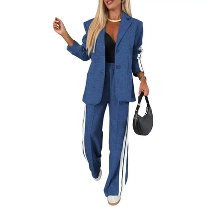 2 Piece Set Women Outfit Winter Fall Fashion V neck Long Sleeve Coat Elegant Straight Leg Pant Set Women Sports Clothing Good Vibrations