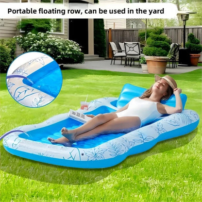 Inflatable Adult Pool Lounger Float - Large Beach Sun Tanning Floaty Raft Sunbathing Water Lounge Floaties Tub with Drink Holder Good Vibrations