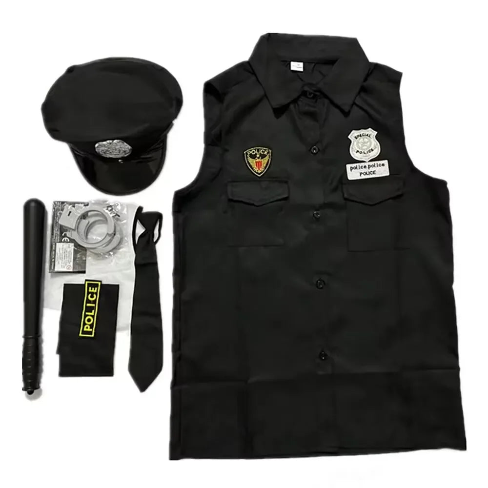 Couples Adult Police Officer Policeman Costumes Cosplay for Men Women Halloween Masquerade New Year Fantasia Dress Good Vibrations