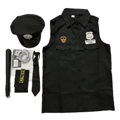 Couples Adult Police Officer Policeman Costumes Cosplay for Men Women Halloween Masquerade New Year Fantasia Dress Good Vibrations