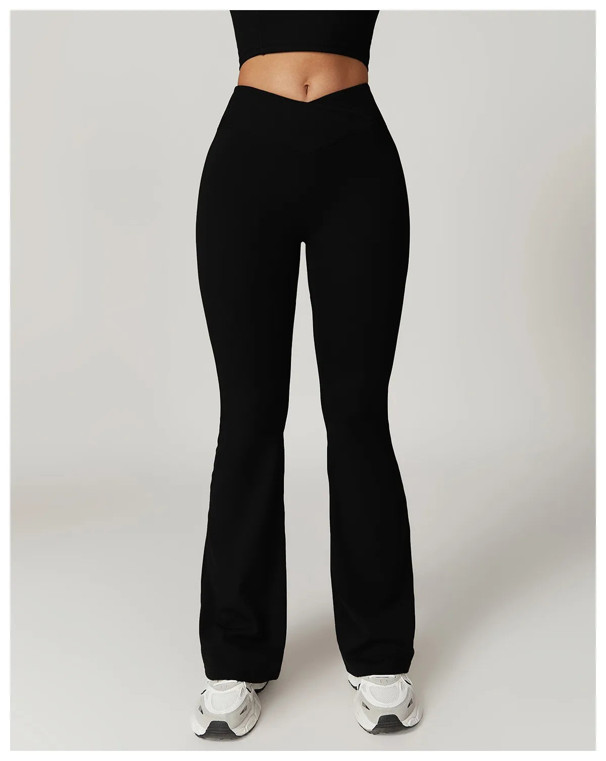 High Waist Crossover Flare Yoga Leggings for Women V Cross Tummy Control Wide Leg Bell Bottoms Fitness Pants Gym Leggings Good Vibrations