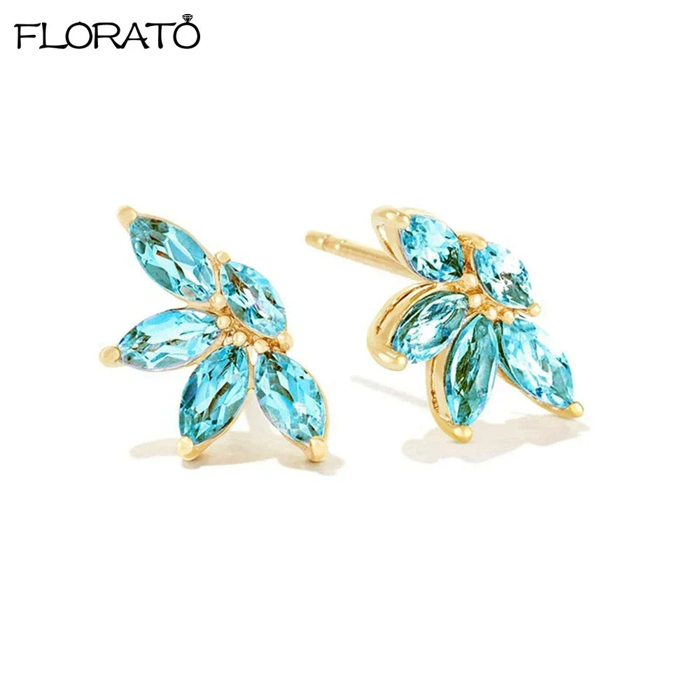 925 Sterling Silver Needle Summer Blue Earrings Trend 18K Gold Hoop Earrings for Women Fashion Puncture Jewelry Ear Accessories Good Vibrations