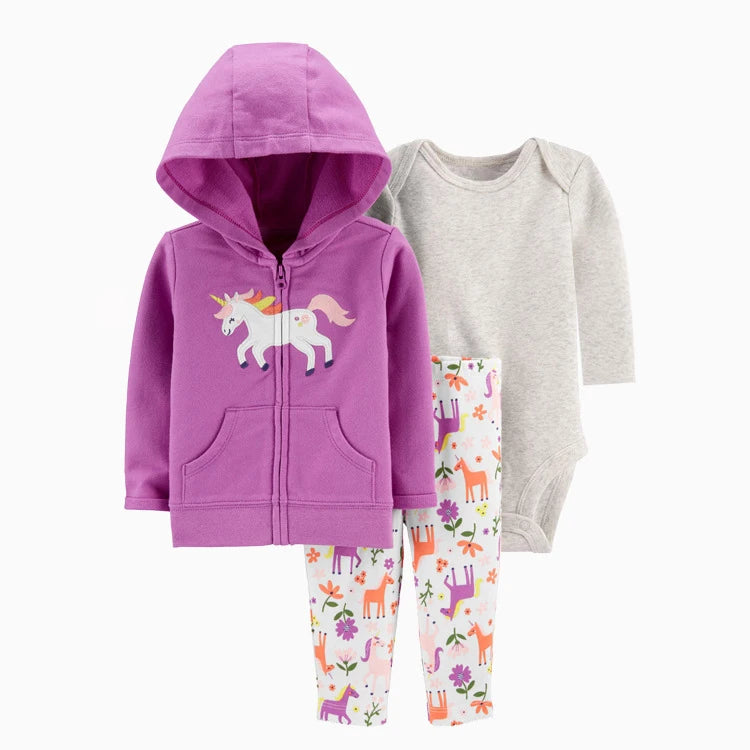 3pcs Baby Clothes Set for Newborns Toddler Girl Boy Clothes Hooded Jacket Trousers + Bodysuits 3pcs Child sets Infant Outfits Good Vibrations