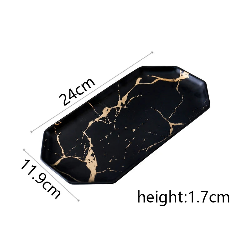 White Black Golden Ceramic Dishes And Plate Pizza Dessert Steak   Tableware Decorative Food Tray Dinner Set Porcelai Good Vibrations