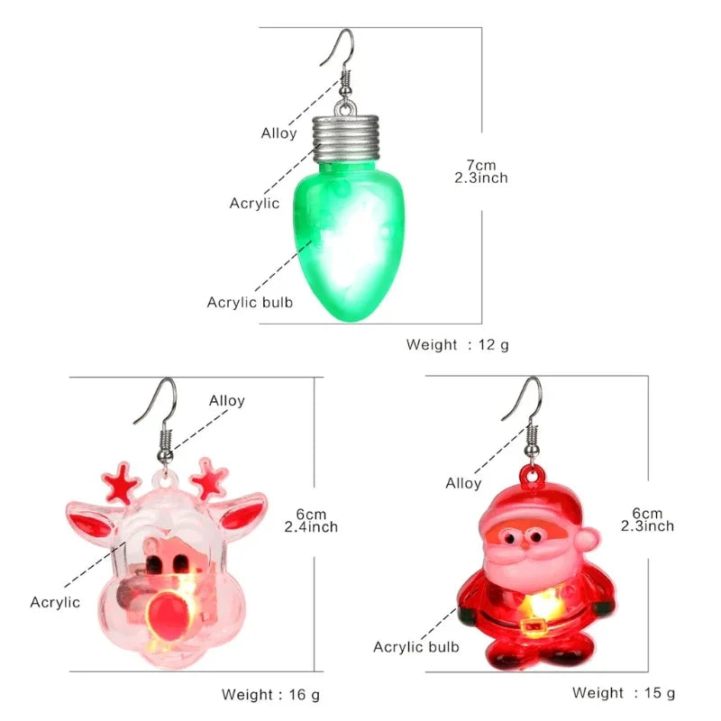 ANGELADY Glow in the Dark Dangle Earrings Christmas Tree Pendant Jewelry Party Novelty LED Light Up Flashing Earrings Good Vibrations