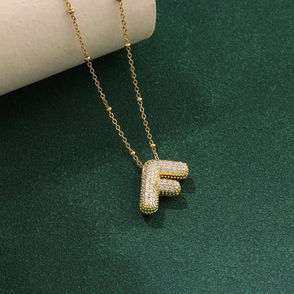 New Luxury Zircon Crystal 26 English Letters Stainless Steel Necklaces For Women Trendy Female Choker Chain Jewelry Wholesale Good Vibrations