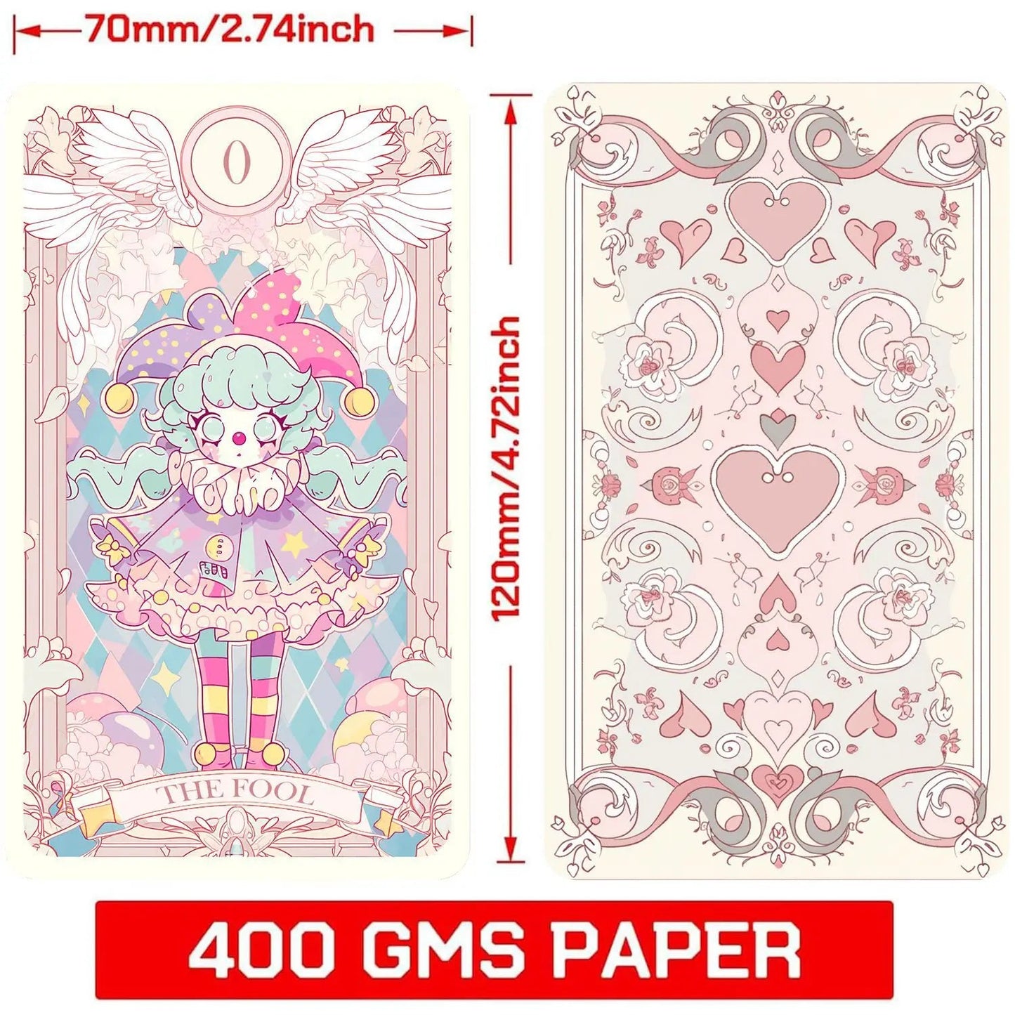 Pastel Arcana Tarot Deck 78 Cards Full Set With Guidebook, 400GSM Thick Paper Cute Kawaii Pastel Tarot Cards, Mystical Oracle Good Vibrations