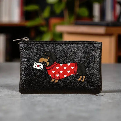 1PC Cartoon Dachshund Coin Purse PU Leather Zipper Wallet Cute Dog Card Holder Small Change Purse Mini Wallet Pouch Good Vibrations