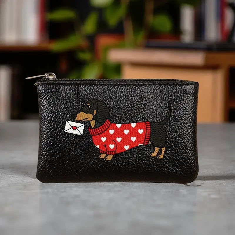 1PC Cartoon Dachshund Coin Purse PU Leather Zipper Wallet Cute Dog Card Holder Small Change Purse Mini Wallet Pouch Good Vibrations
