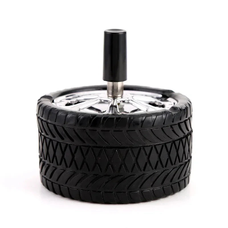 New Creative Tyre Hub Rotating Style Fashion Ash Tray Alloy Round Smokeless Press Up Ashtray portable ashtray Good Vibrations Adult Super Store