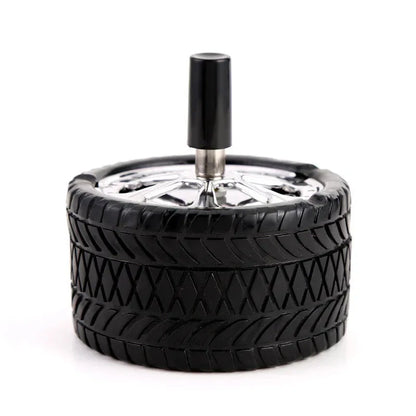 New Creative Tyre Hub Rotating Style Fashion Ash Tray Alloy Round Smokeless Press Up Ashtray portable ashtray Good Vibrations Adult Super Store