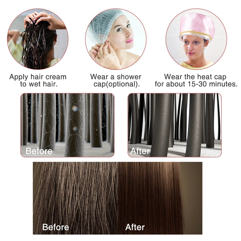 Thermal Treatment Hair Cap Heating Hair Steamer Nourishing Care Accessories Bonnets for Women Hair Dryer Home Spa Salon Styling Good Vibrations