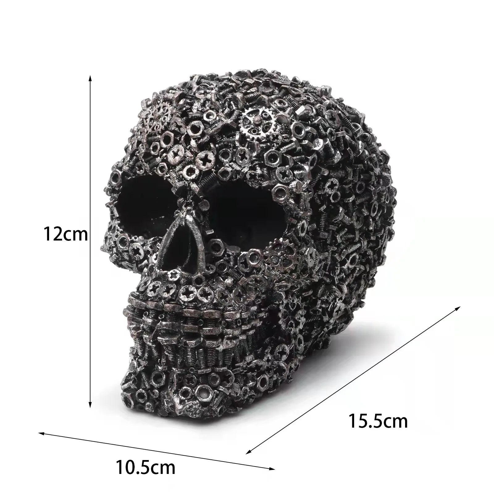 Resin Screw Gear Mechanical Style Skull Decorative Crafts Ornament Home Decor Statue Halloween Decoration Sculpture Skull Statue Good Vibrations