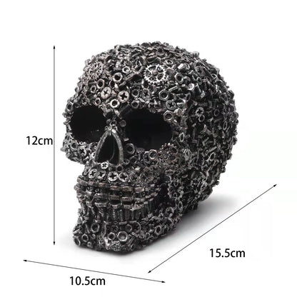 Resin Screw Gear Mechanical Style Skull Decorative Crafts Ornament Home Decor Statue Halloween Decoration Sculpture Skull Statue Good Vibrations