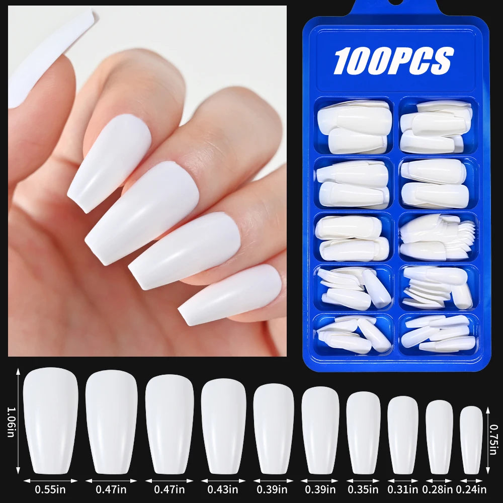 100Pcs Light Pink Press on Nails Short Medium Square Wearable Fake Nails Tips 10 sizes Full Cover False Nails Finger Decoration Good Vibrations