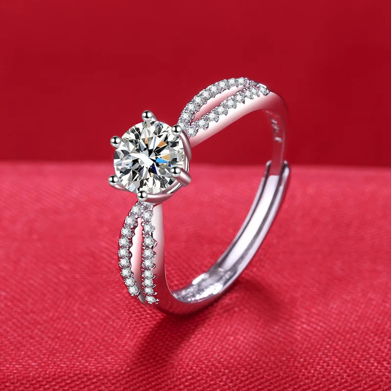 925 Sterling Silver Ring Hot AAA Zircon adjustable Size Engagement Rings For Women Wedding Ring Party Fashion Nice Jewelry Gift Good Vibrations