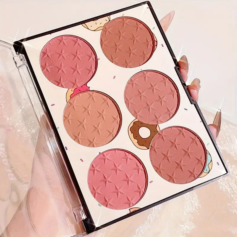 6-color blush palette, matte effect, natural long-lasting, high pigment, daily multi-color makeup set Good Vibrations