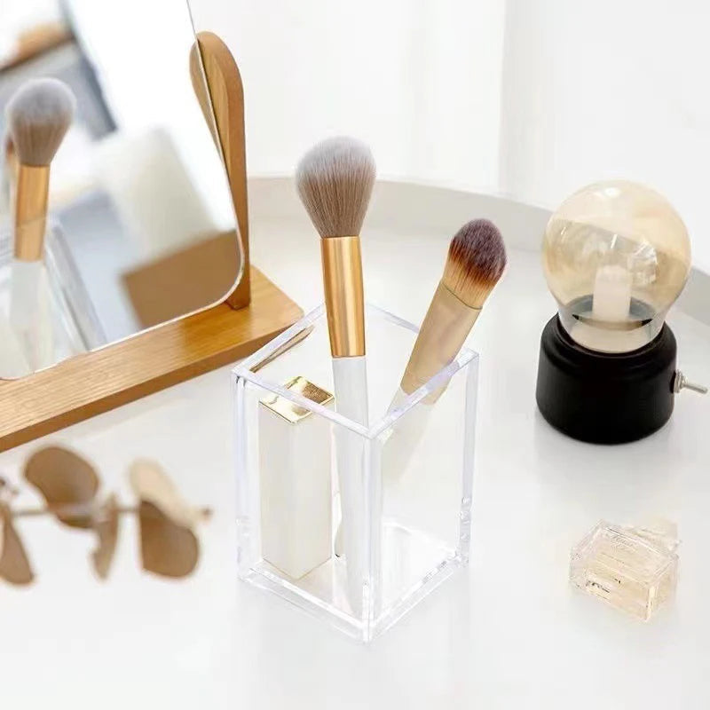 Make Up Organizer Makeup Brush Pot With Brushes Storage Acrylic For Cosmetics Holder Desk Cosmetic Storage Container Good Vibrations